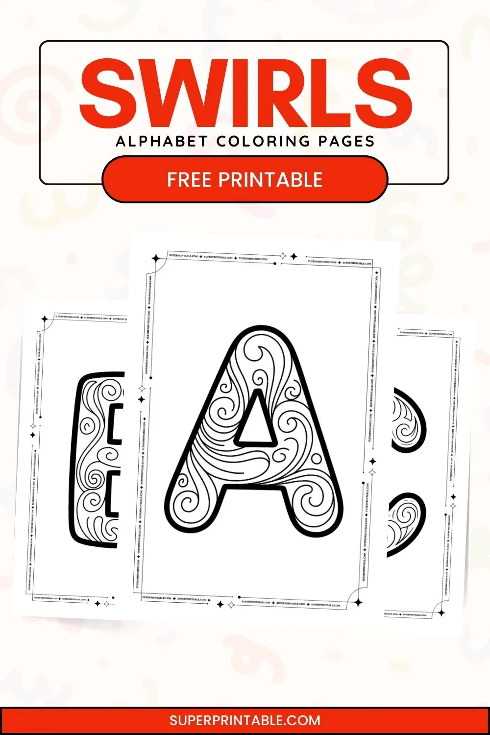 Swirls Alphabet Coloring Pages Pinterest Image
