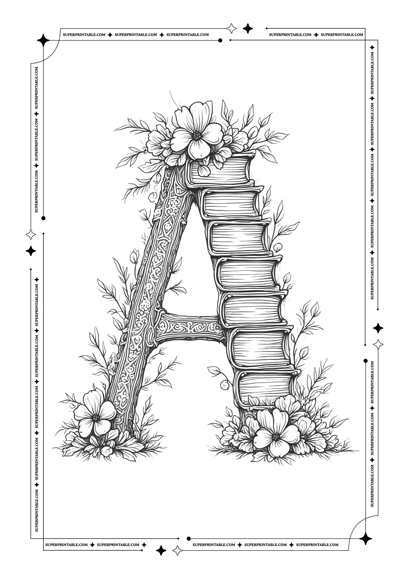 The Book Lovers Alphabet Coloring Pages 1