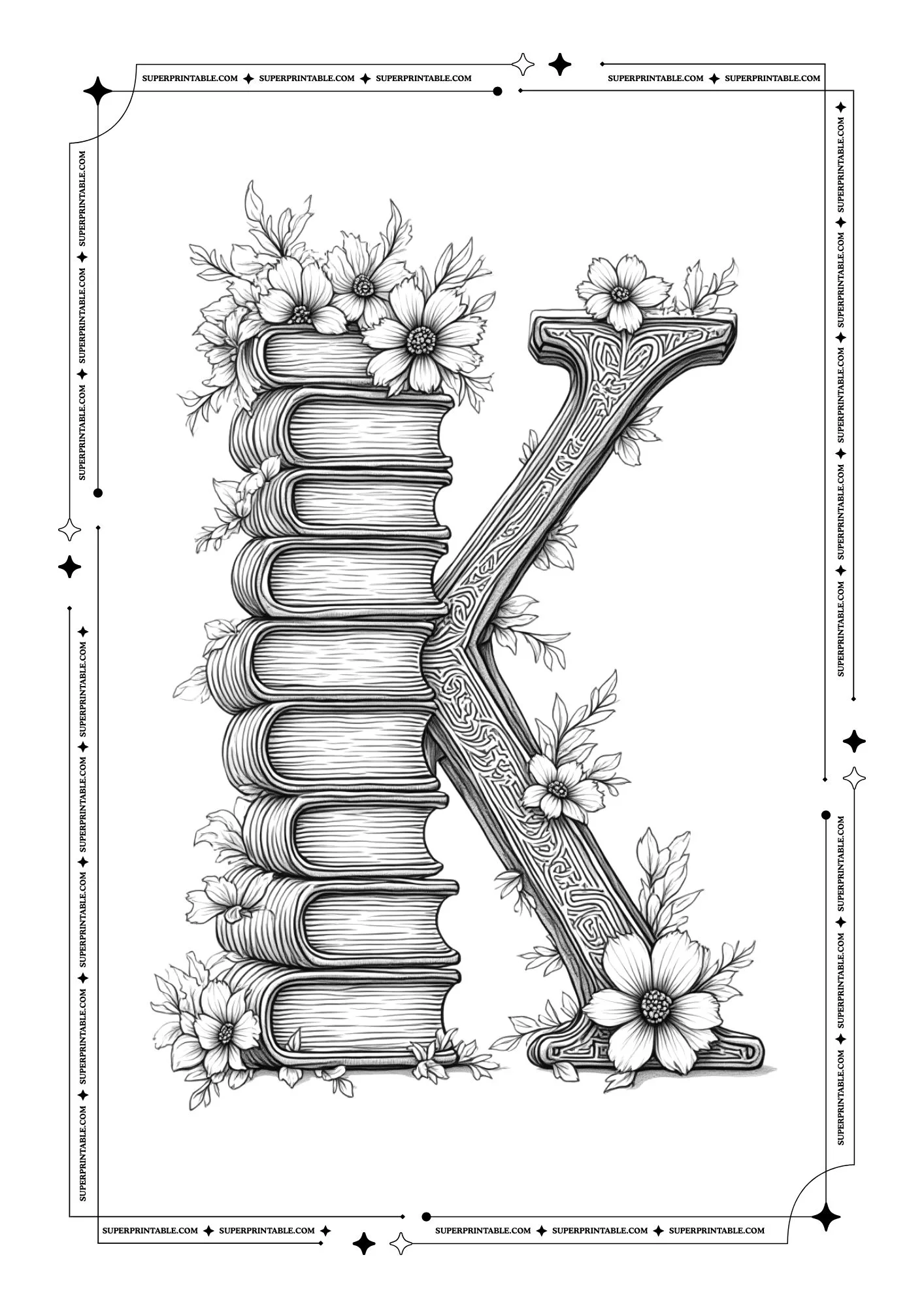 The Book Lovers Alphabet Coloring Pages 11