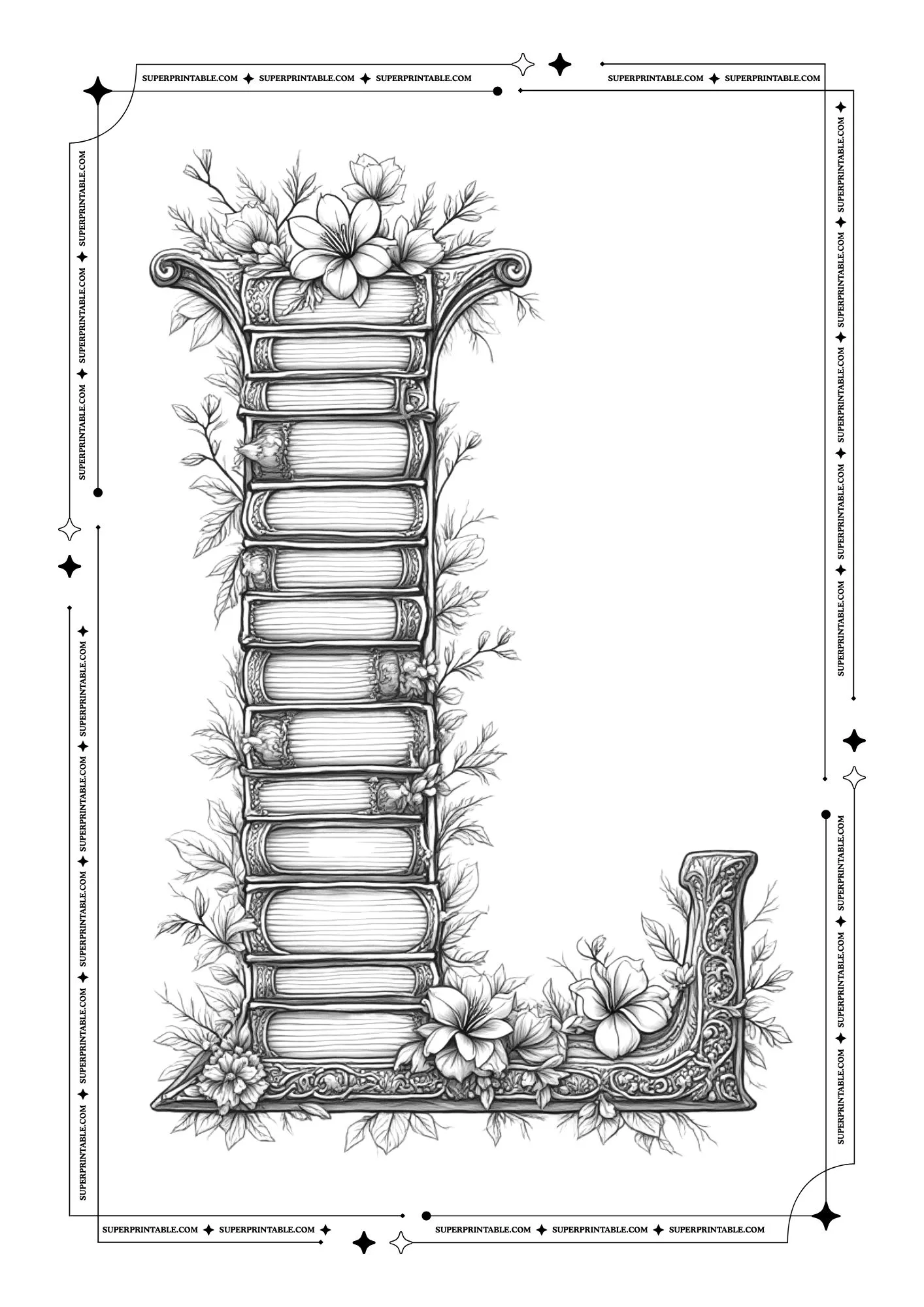 The Book Lovers Alphabet Coloring Pages 12