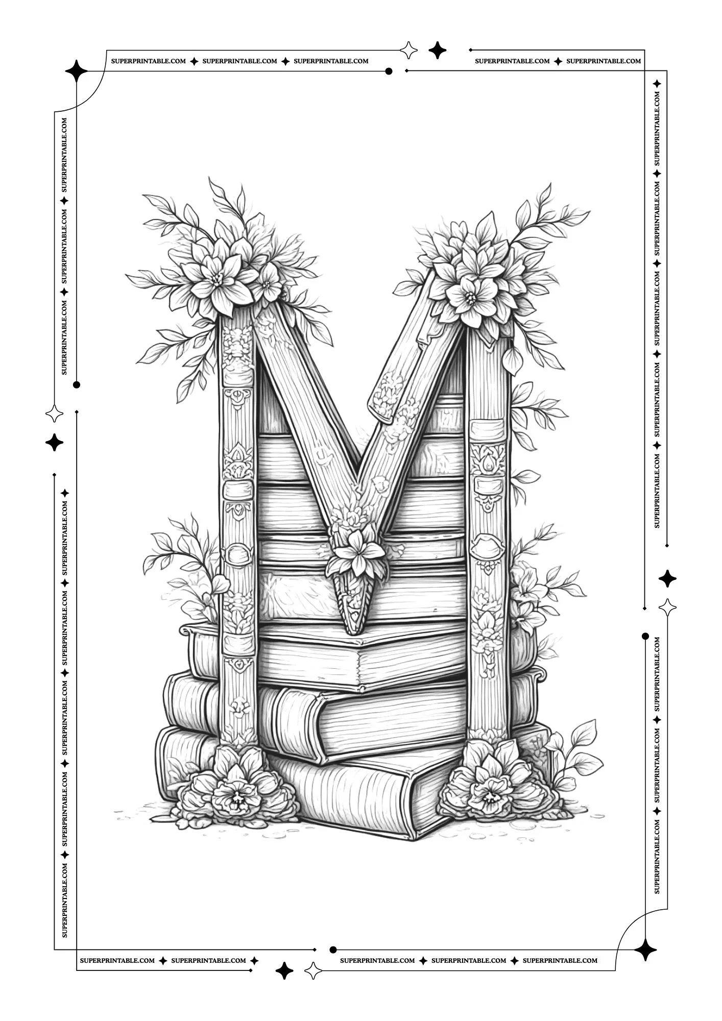 The Book Lovers Alphabet Coloring Pages 13