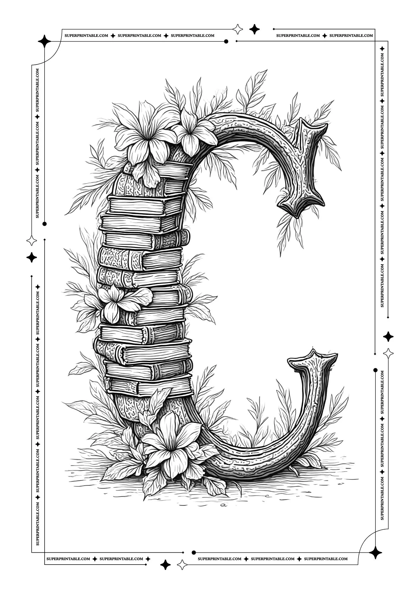The Book Lovers Alphabet Coloring Pages 3