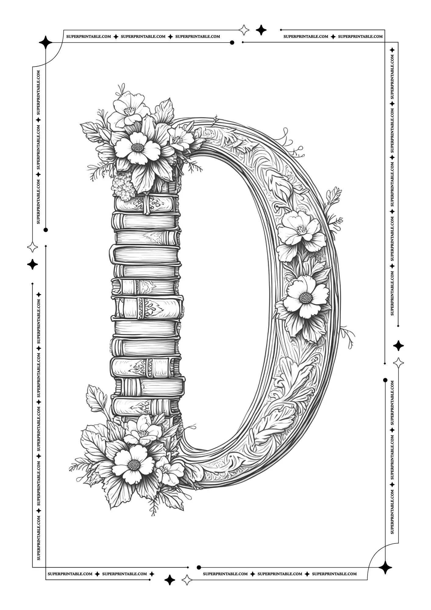 The Book Lovers Alphabet Coloring Pages 4