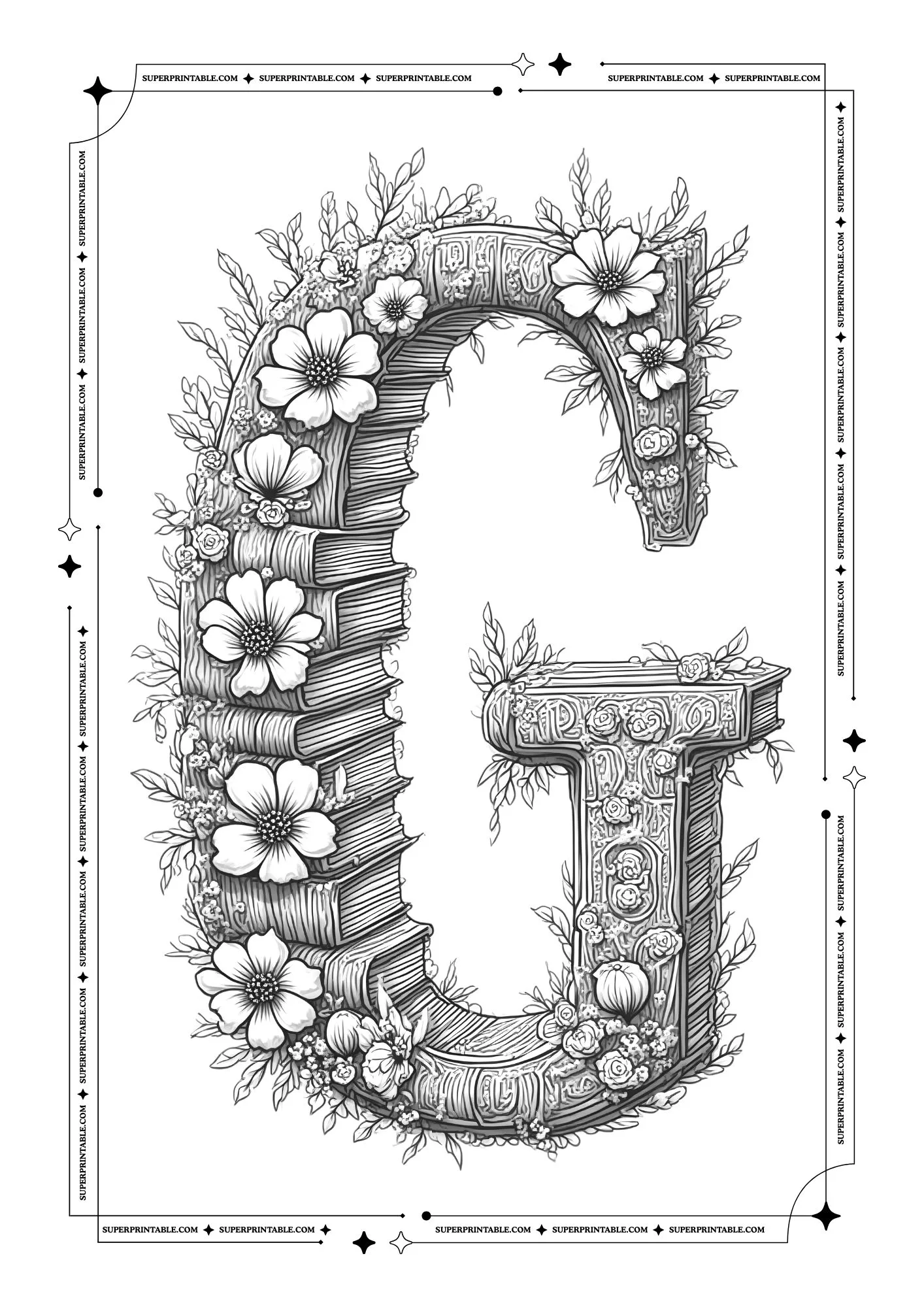 The Book Lovers Alphabet Coloring Pages 7