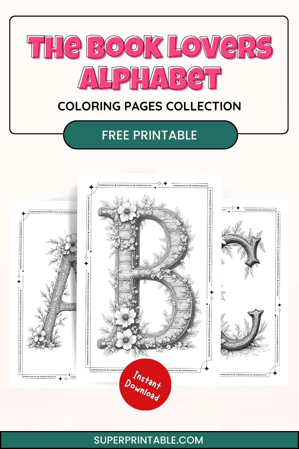 The Book Lovers Alphabet Coloring Pages Pinterest Image
