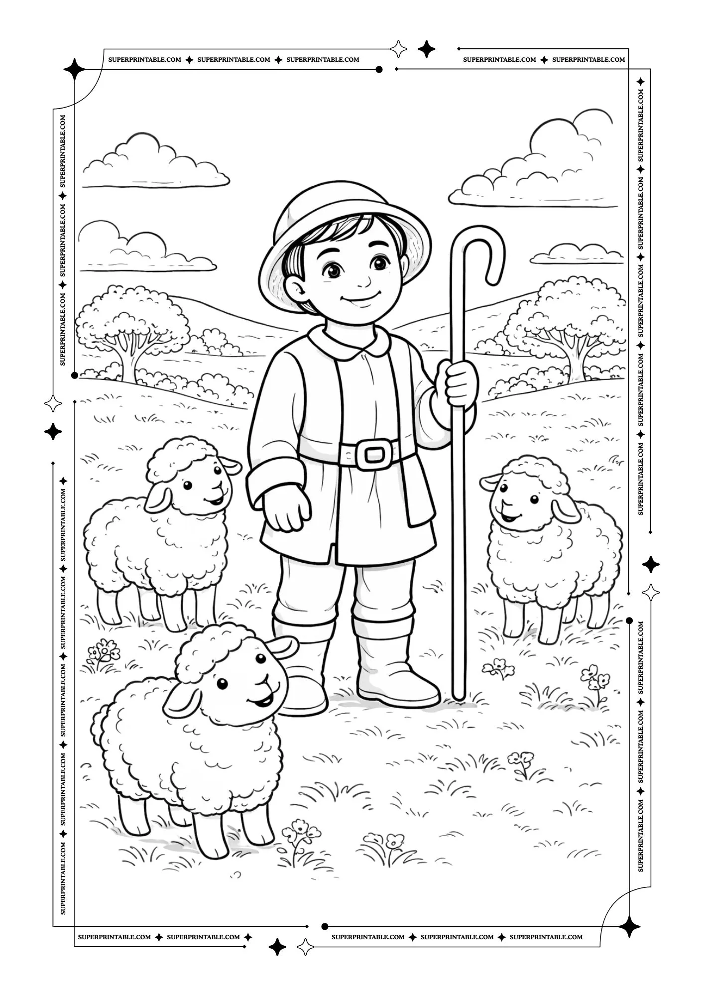 The Helpful Shepherds Coloring Pages 1