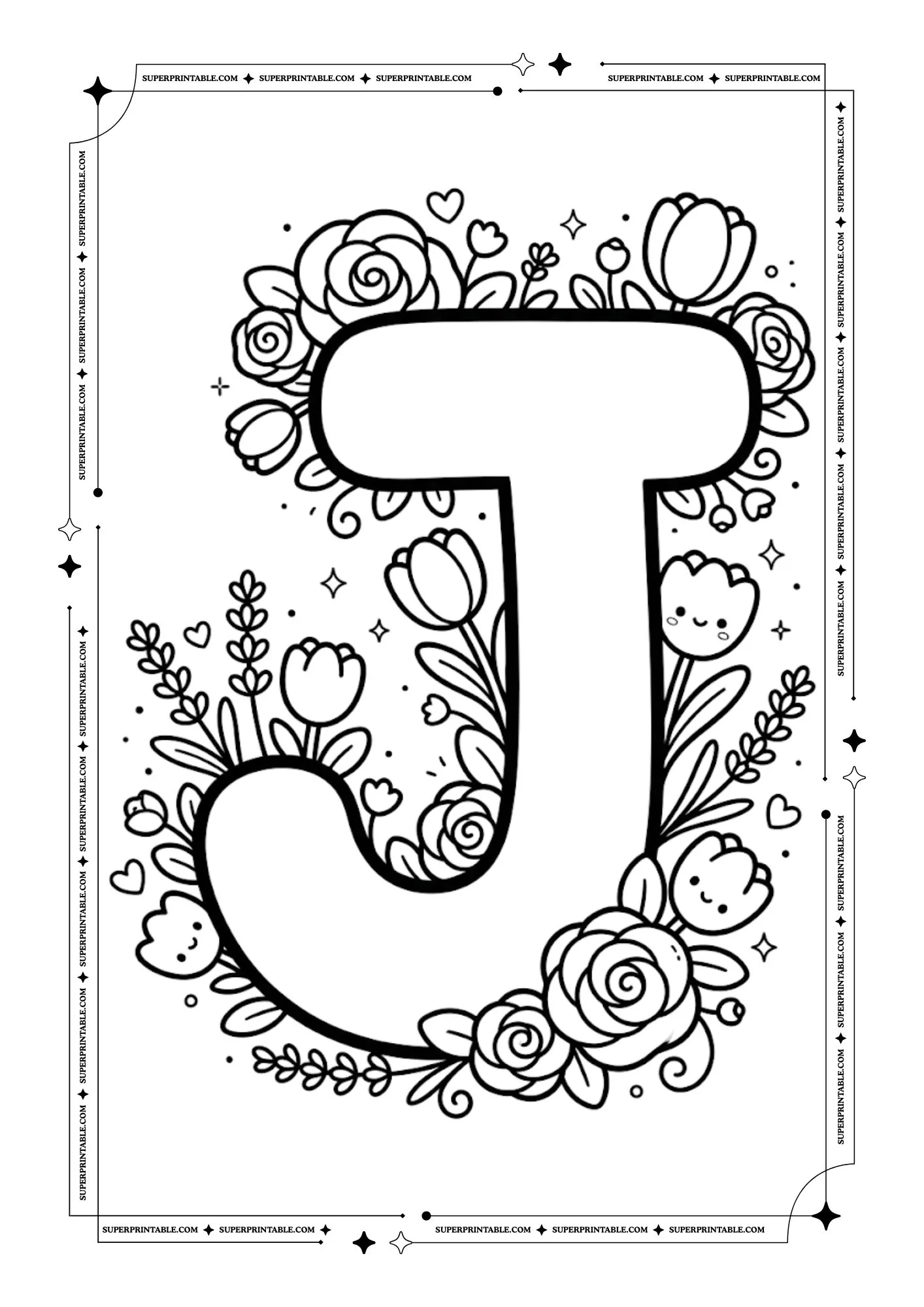 The Kawaii Bloom Alphabet Coloring Pages 10