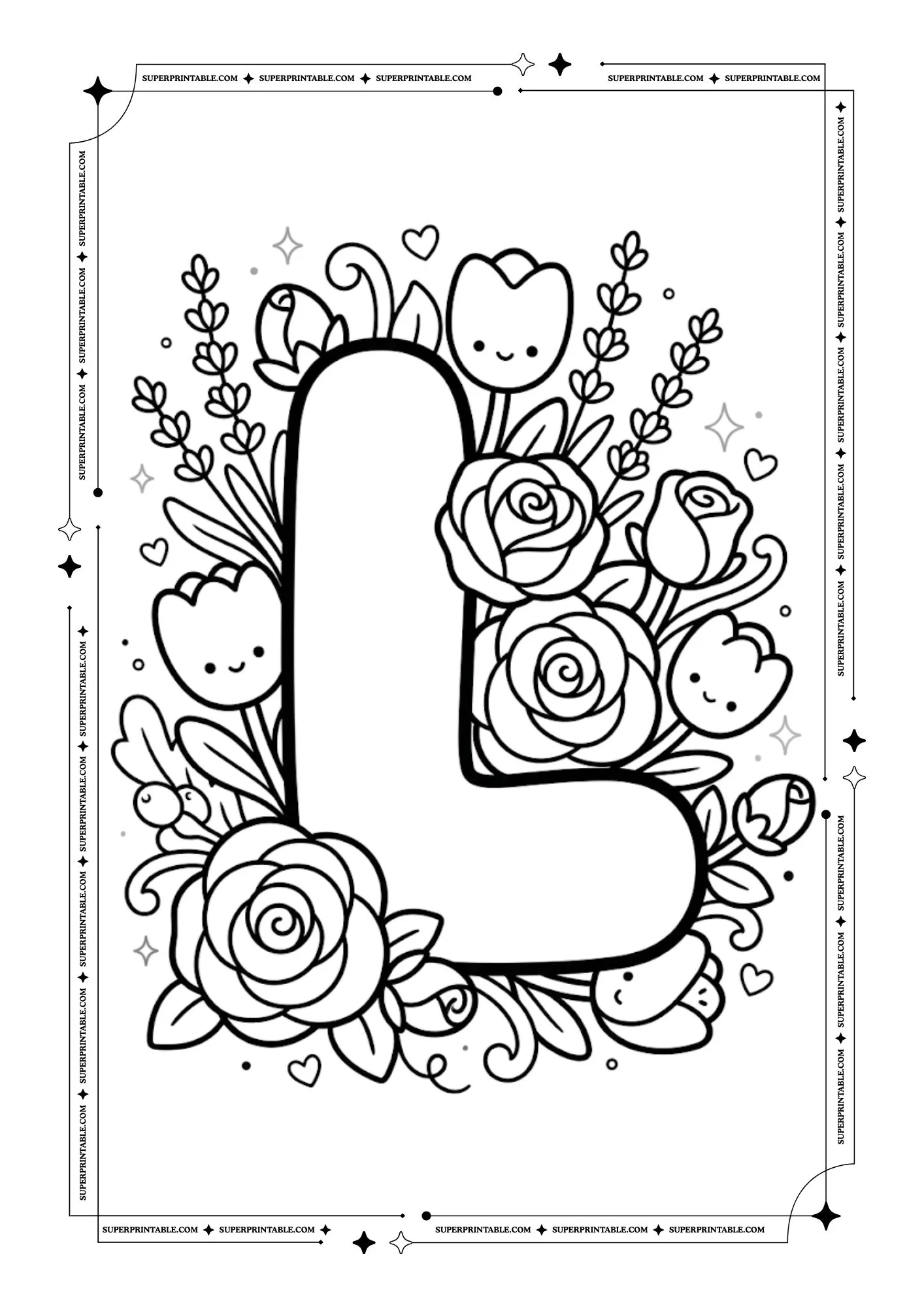 The Kawaii Bloom Alphabet Coloring Pages 12