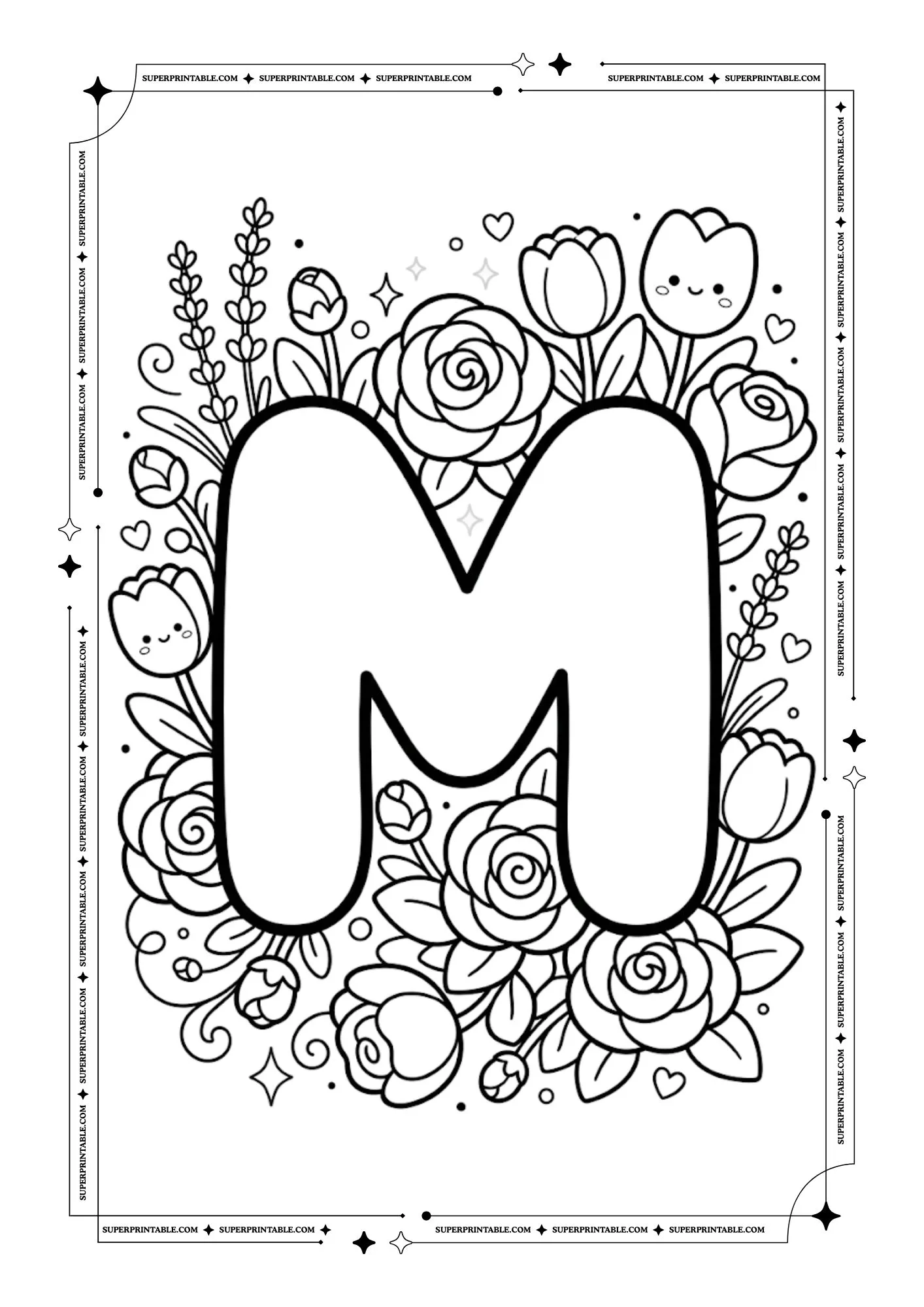 The Kawaii Bloom Alphabet Coloring Pages 13