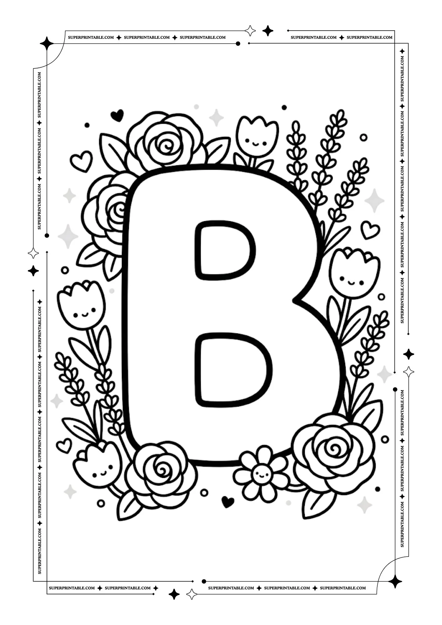 The Kawaii Bloom Alphabet Coloring Pages 2