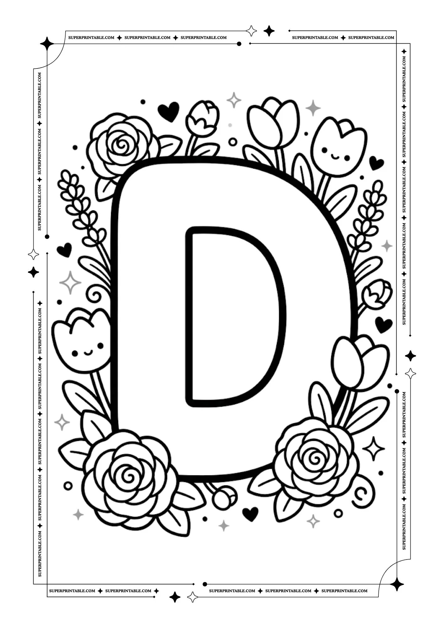 The Kawaii Bloom Alphabet Coloring Pages 4