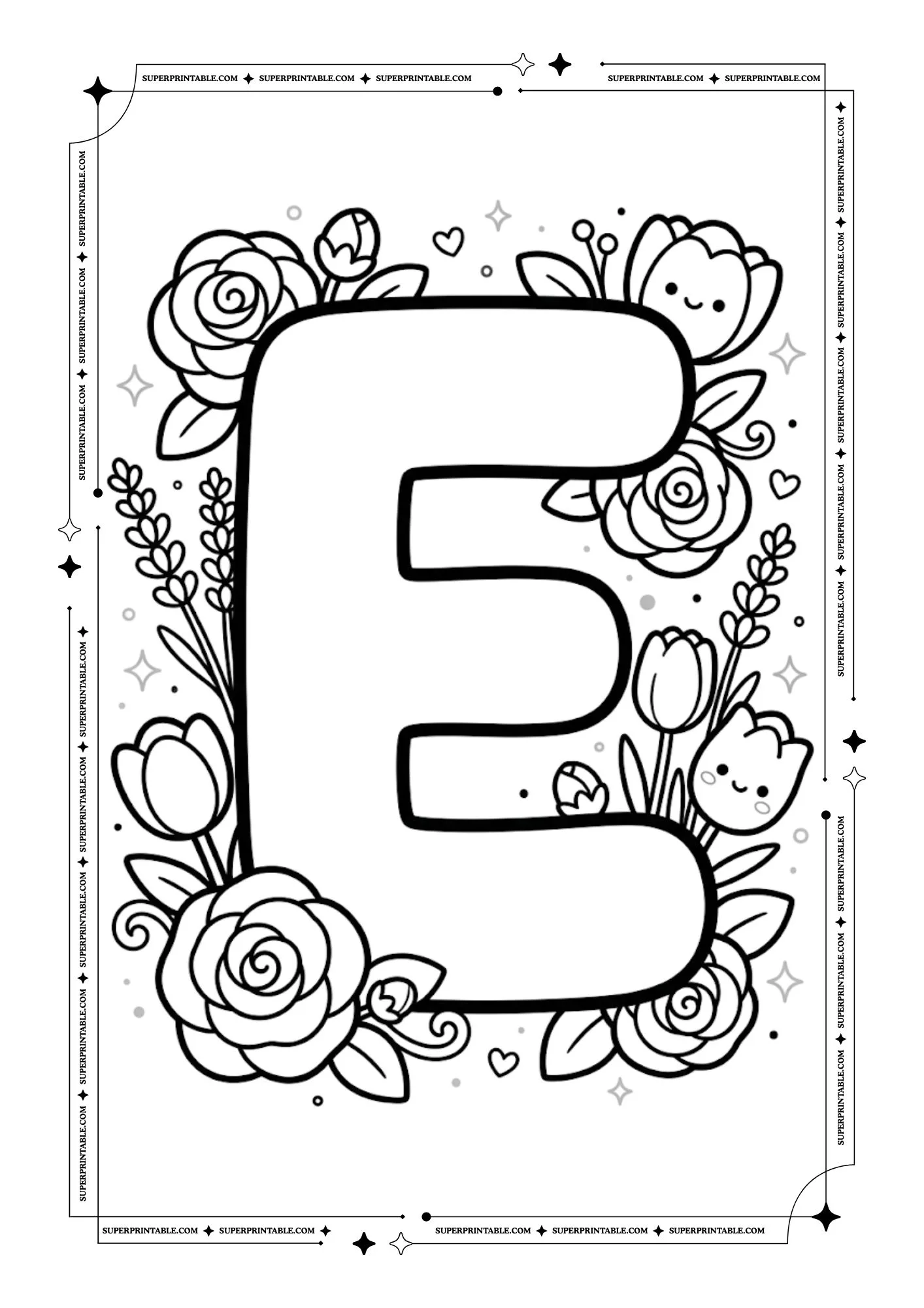 The Kawaii Bloom Alphabet Coloring Pages 5