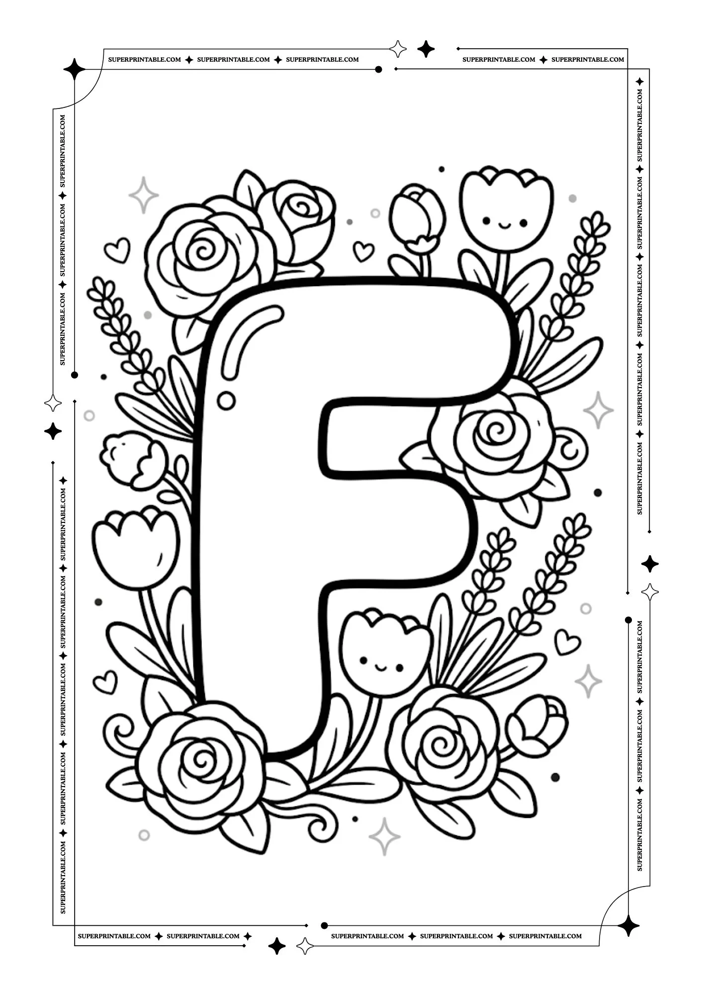 The Kawaii Bloom Alphabet Coloring Pages 6