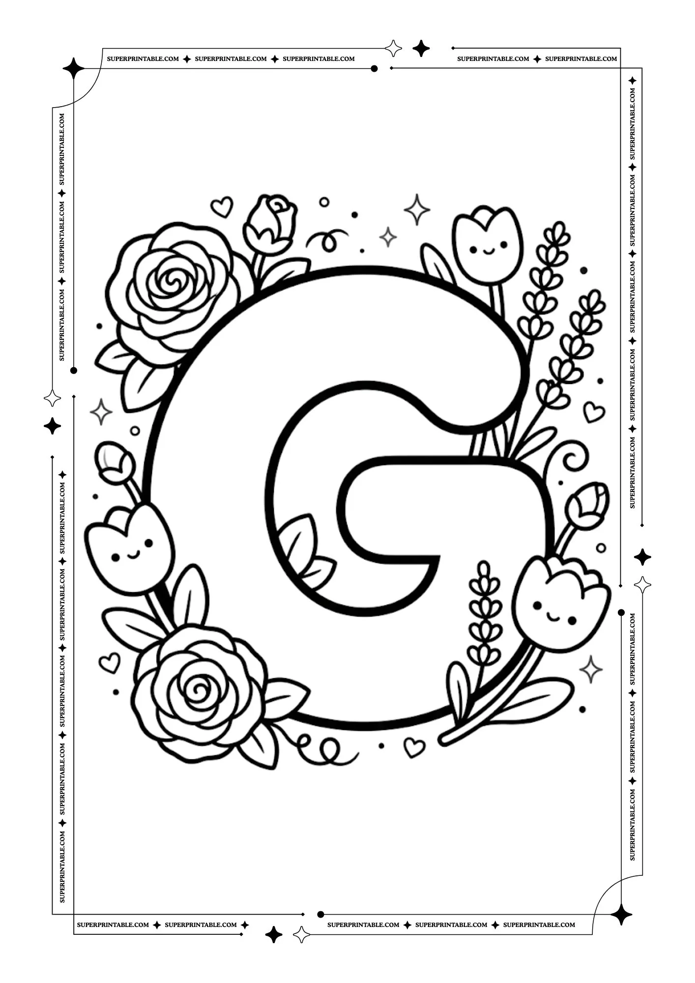 The Kawaii Bloom Alphabet Coloring Pages 7