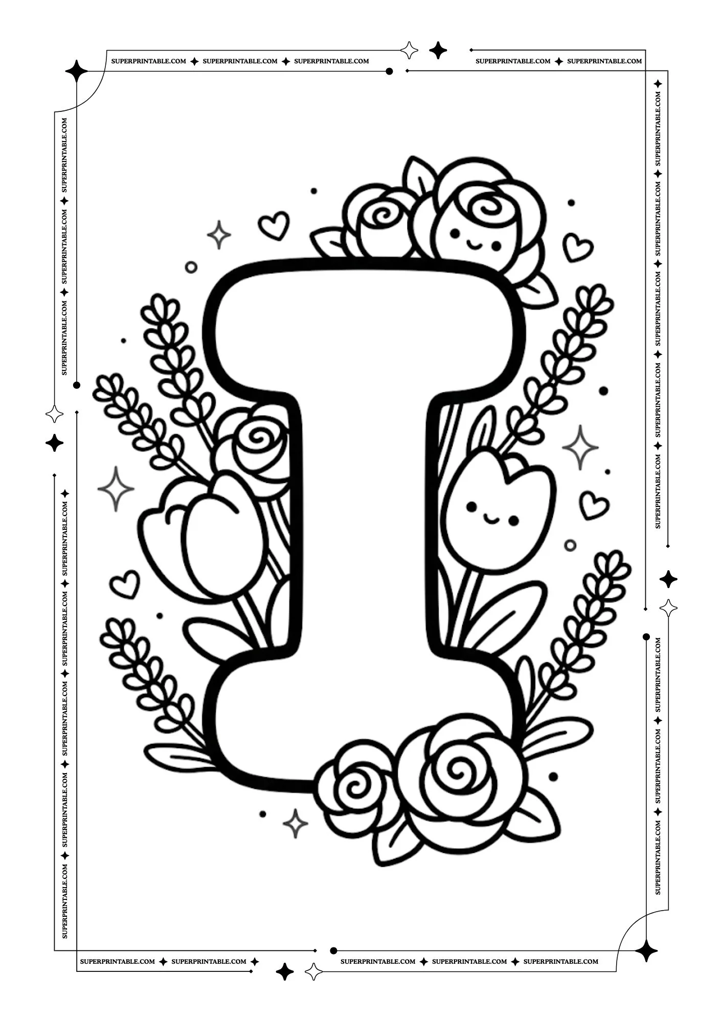 The Kawaii Bloom Alphabet Coloring Pages 9
