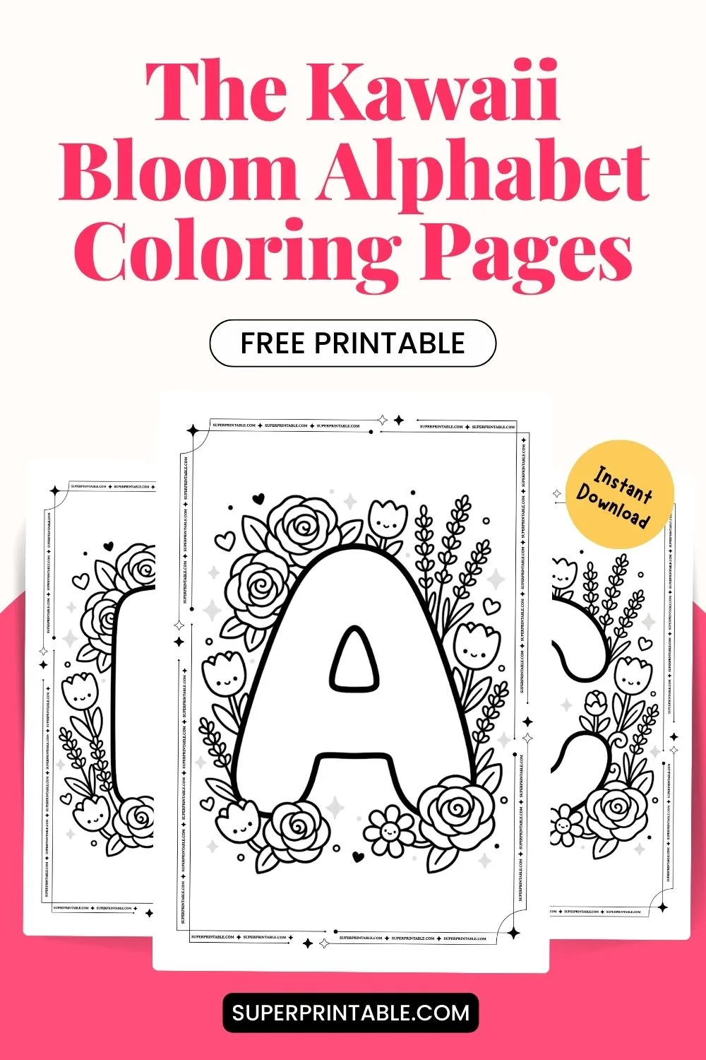 The Kawaii Bloom Alphabet Coloring Pages Pinterest Image