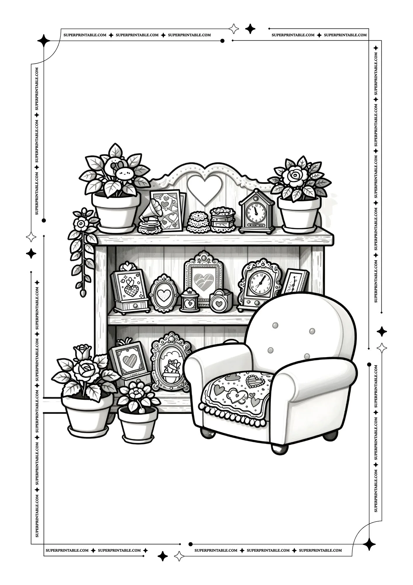 Valentines Cozy Rooms Coloring Pages 5