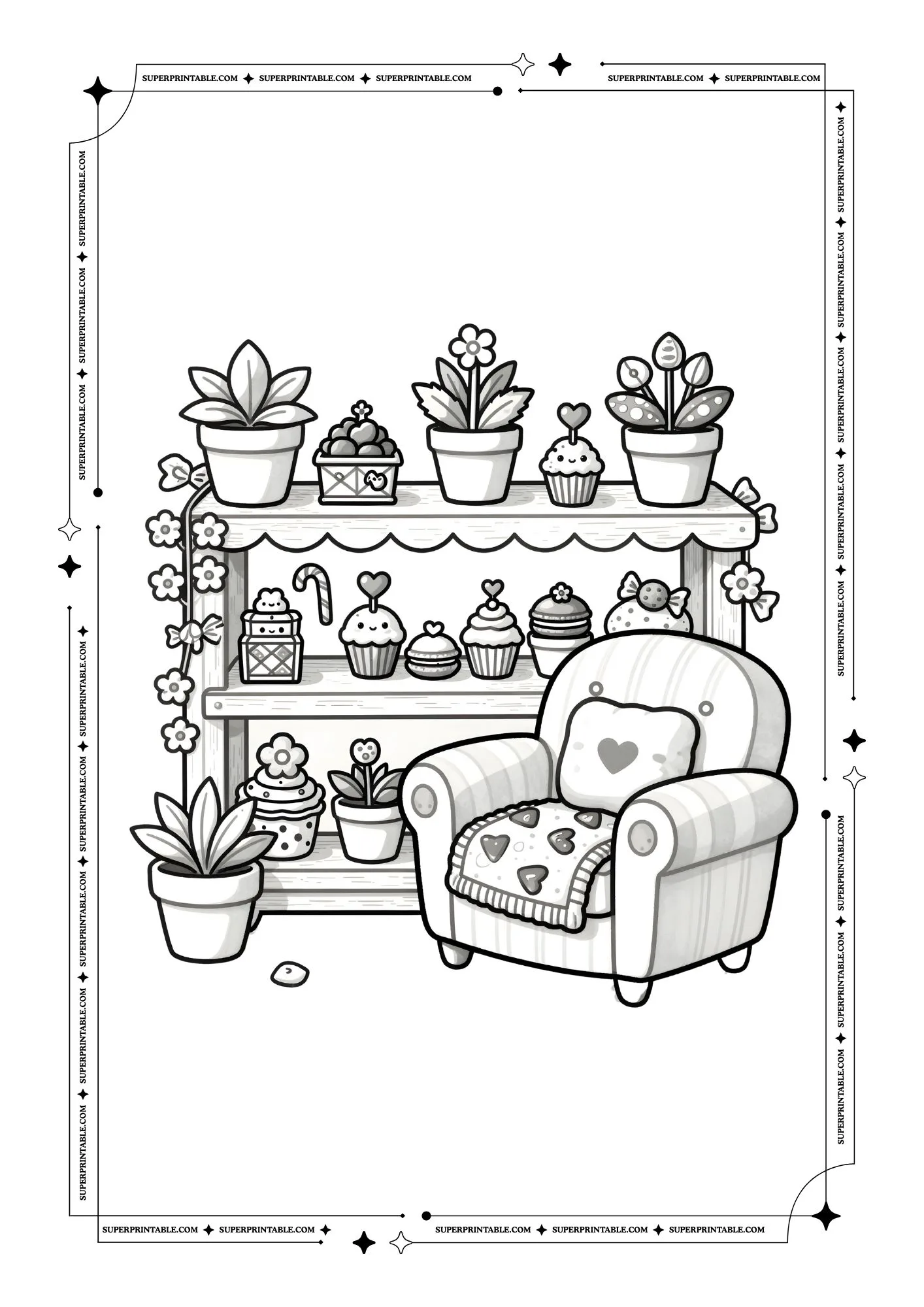 Valentines Cozy Rooms Coloring Pages 7