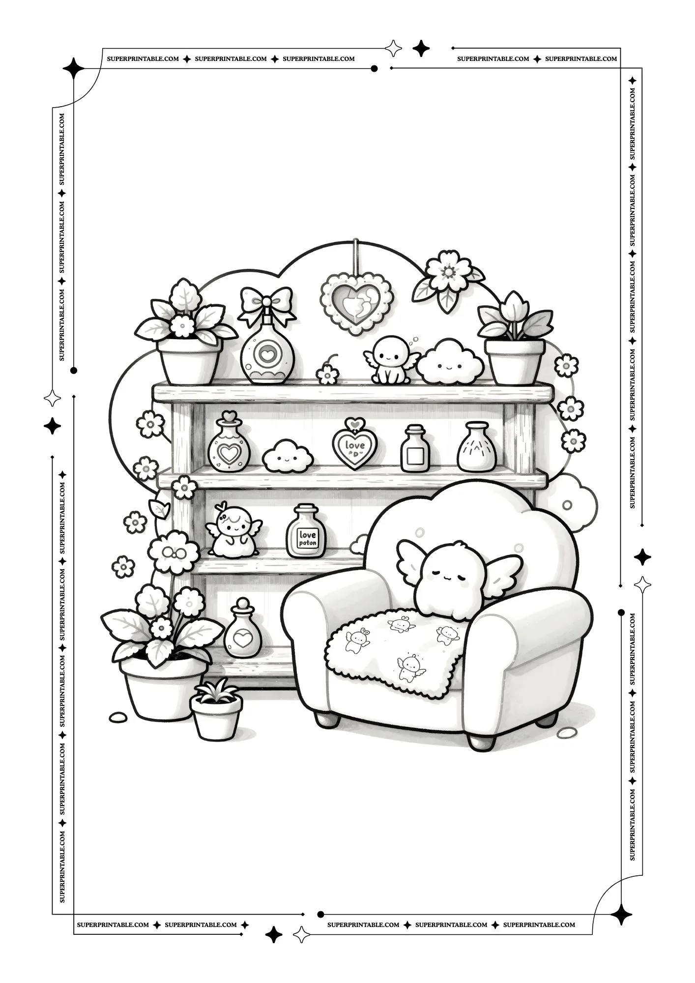 Valentines Cozy Rooms Coloring Pages 8