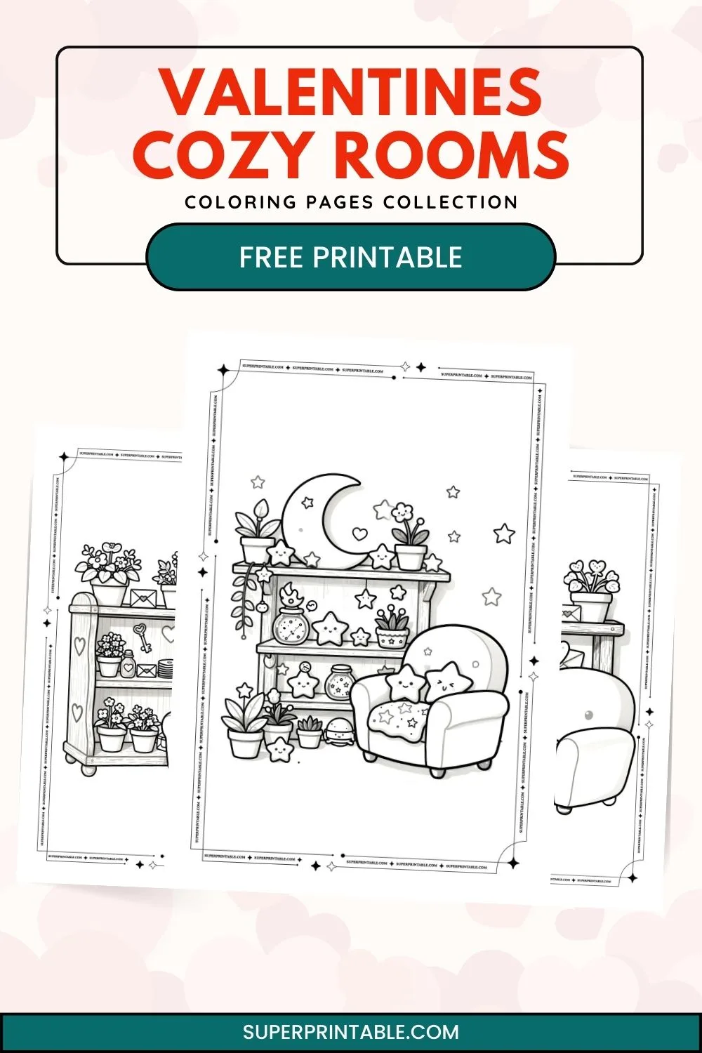 Valentines Cozy Rooms Coloring Pages Pinterest Image