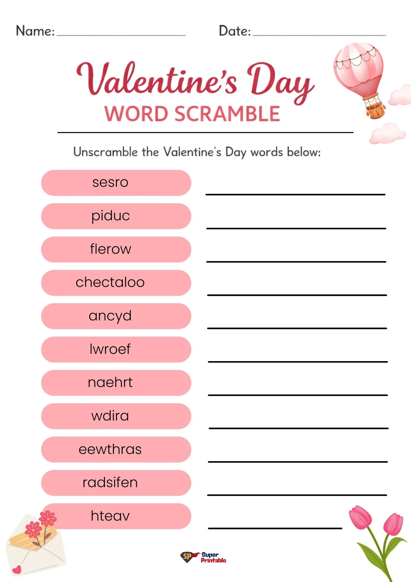 Valentine's Day Word Scramble 2