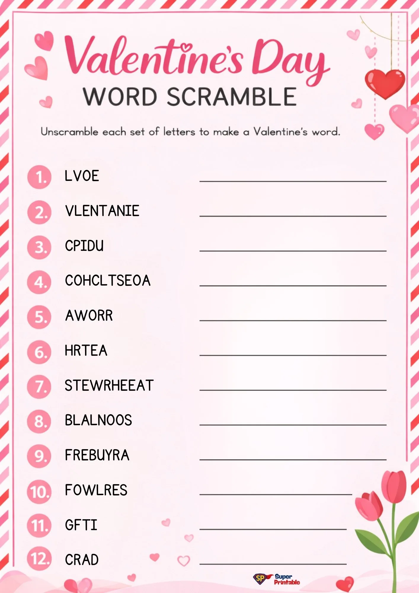 Valentine's Day Word Scramble 5