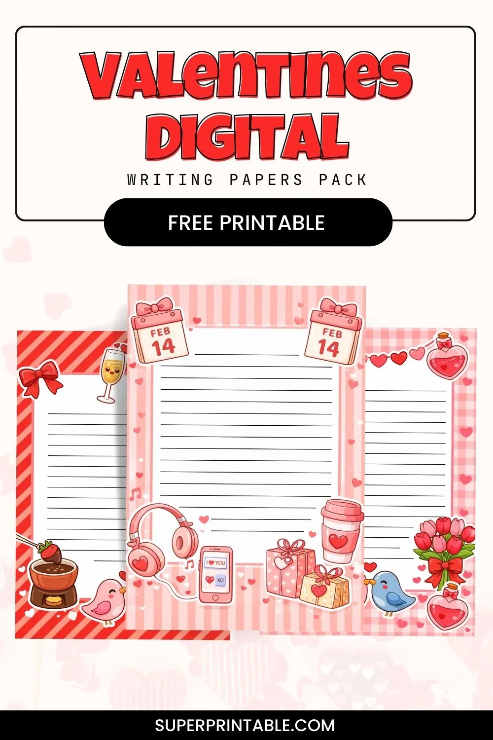 Valentines Digital Writing Papers Pinterest Image