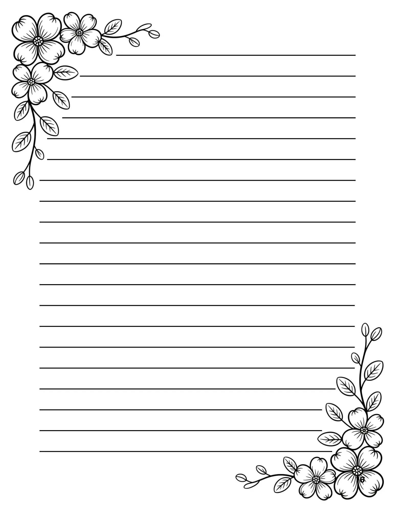 White and Black Floral Writing Sheet Journal 2
