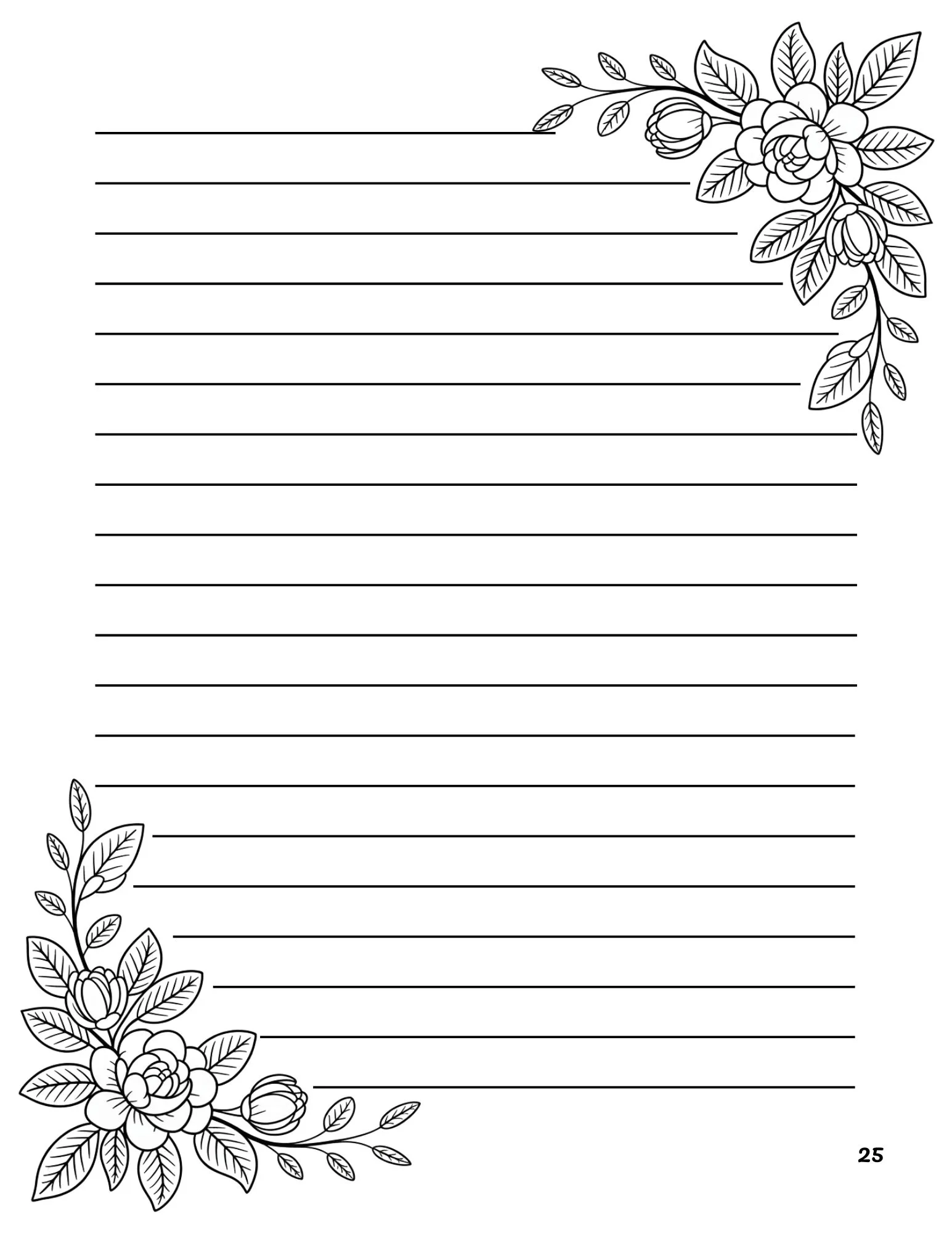 White and Black Floral Writing Sheet Journal 3