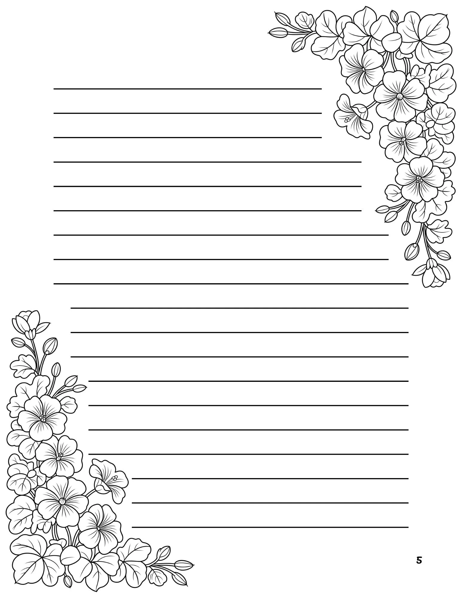 White and Black Floral Writing Sheet Journal 1