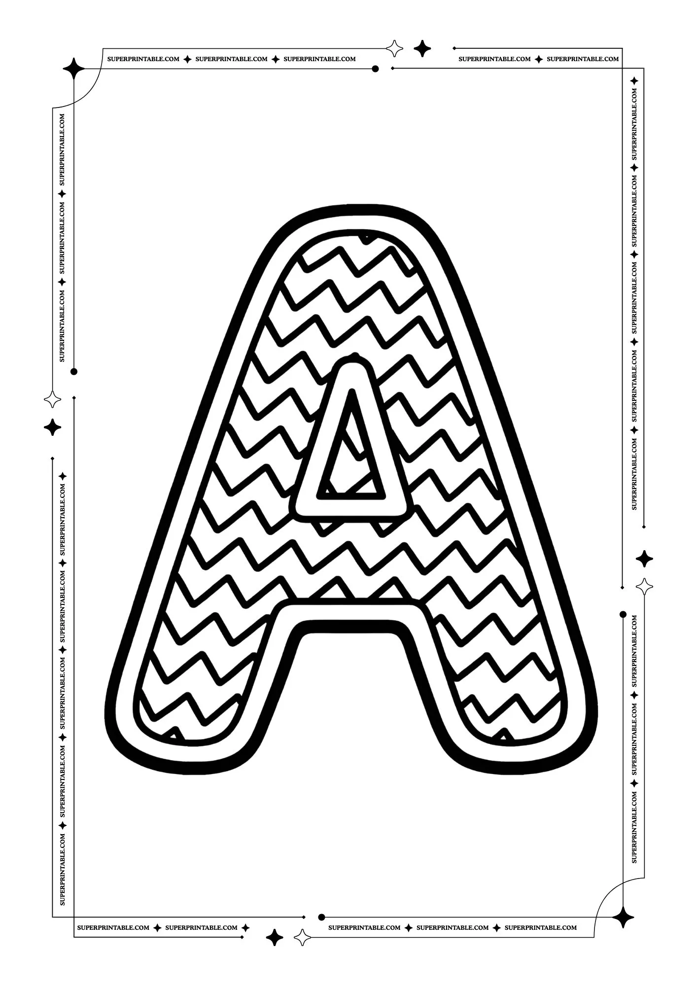 Zigzag Alphabet Coloring Pages 1