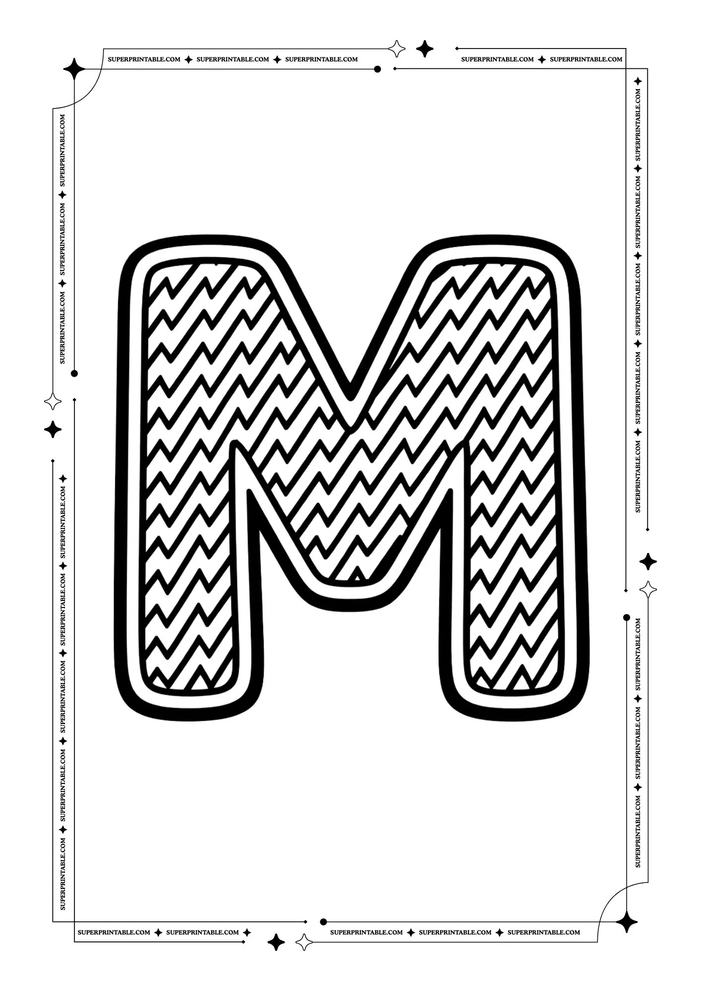 Zigzag Alphabet Coloring Pages 13