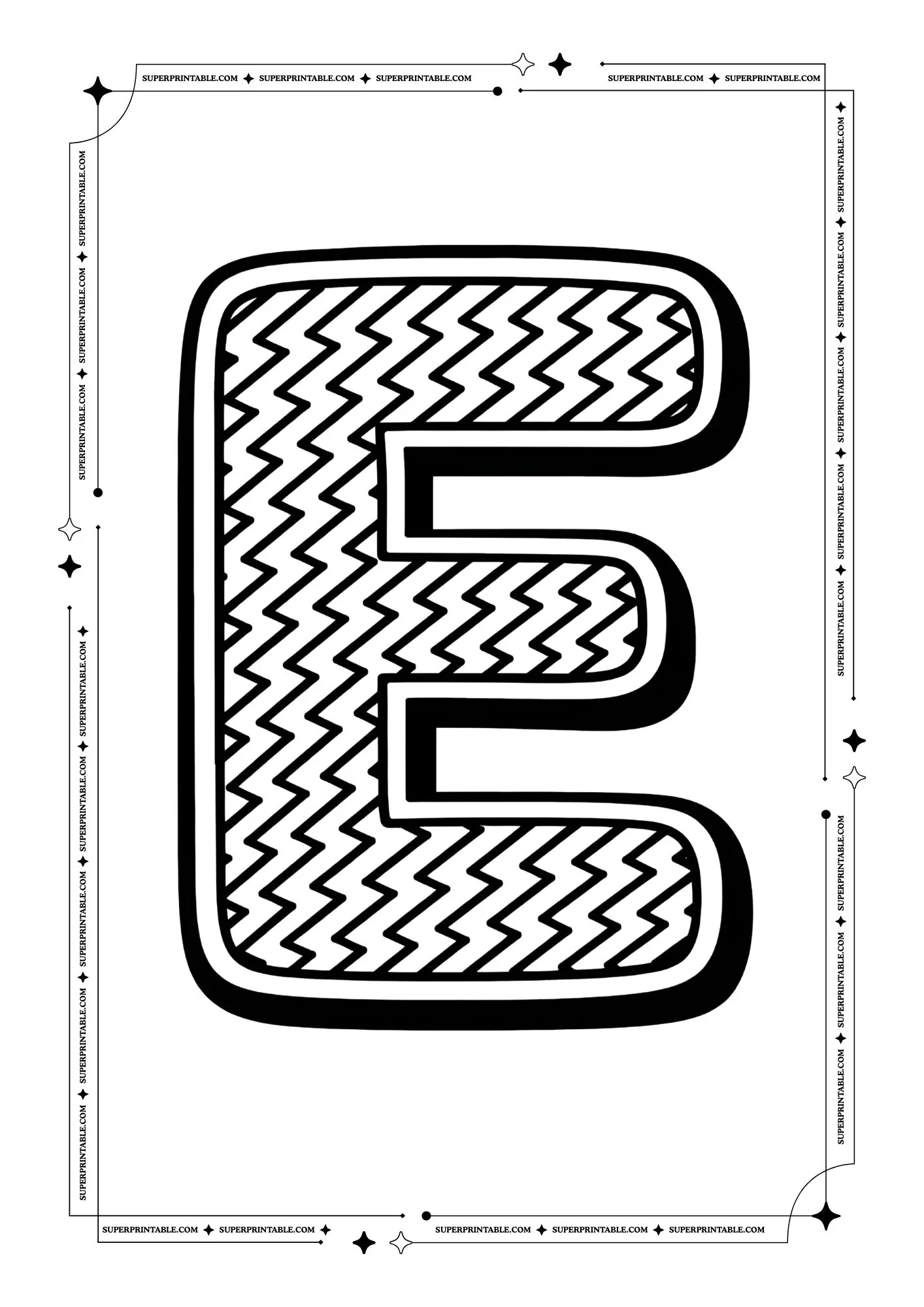 Zigzag Alphabet Coloring Pages 5r