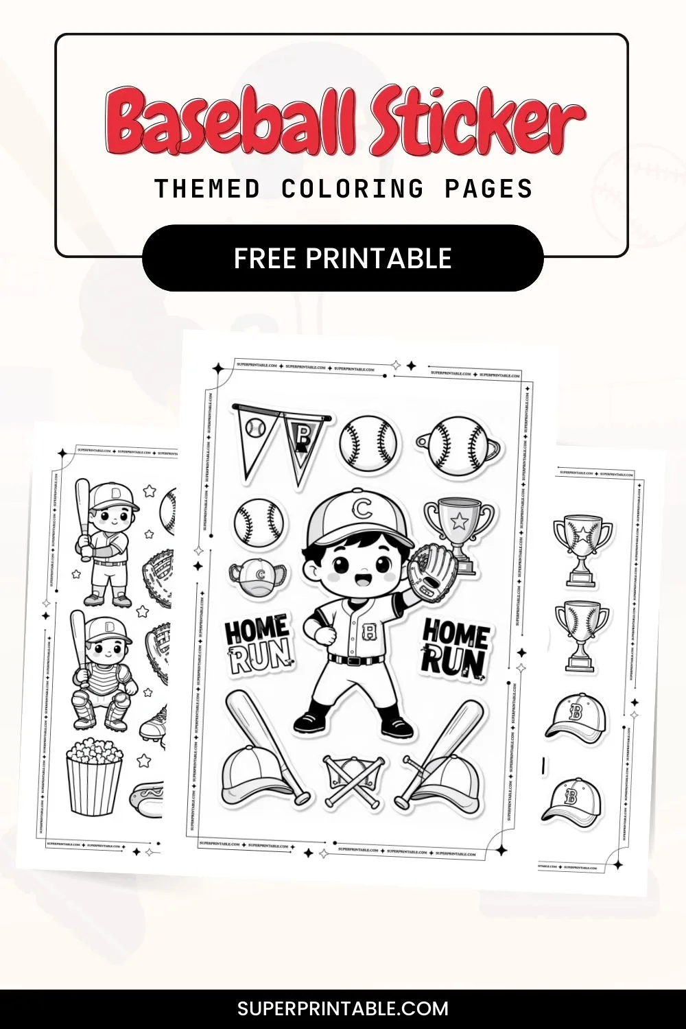 10+ Baseball Sticker Themed Coloring Pages Pinterest Image