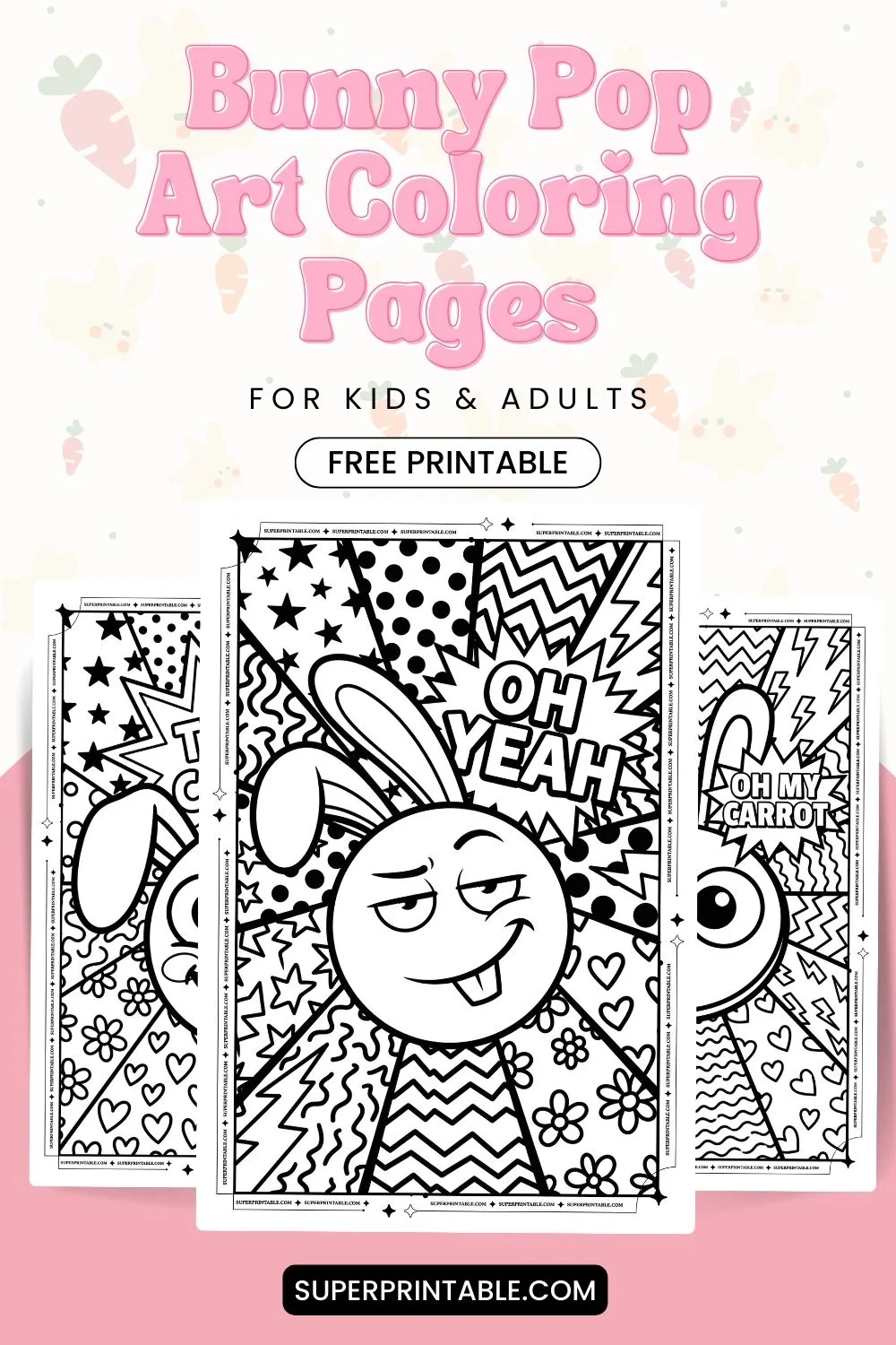 10+ Bunny Pop Art Coloring Pages For Kids & Adults Pinterest Image