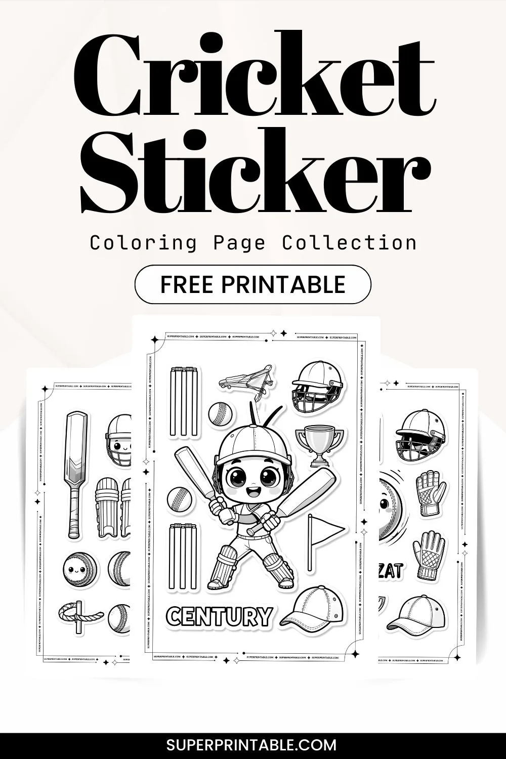 10+ Cricket Sticker Coloring Page Pinterest Image