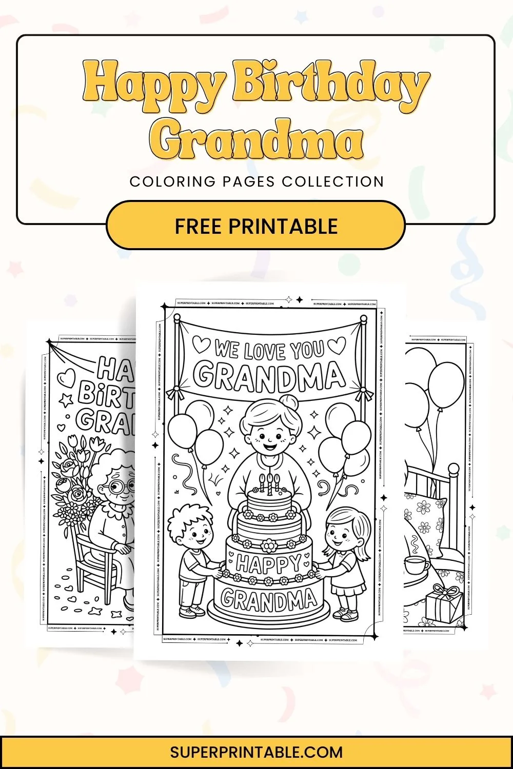 10+ Happy Birthday Grandma Coloring Pages Pinterest Image
