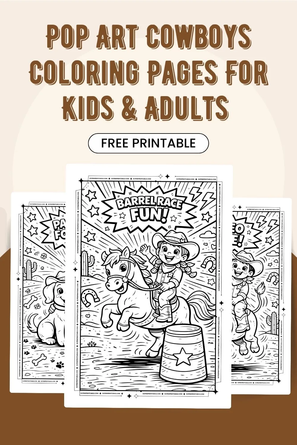 10+ Pop Art Cowboys Coloring Pages For Kids & Adults Pinterest Image