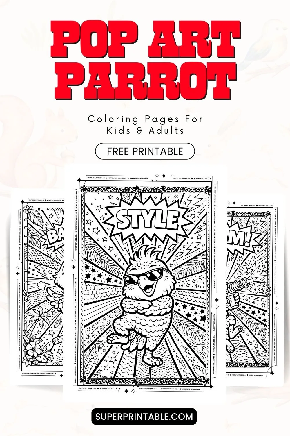 10+ Pop Art Parrot Coloring Pages For Kids & Adults Pinterest Image
