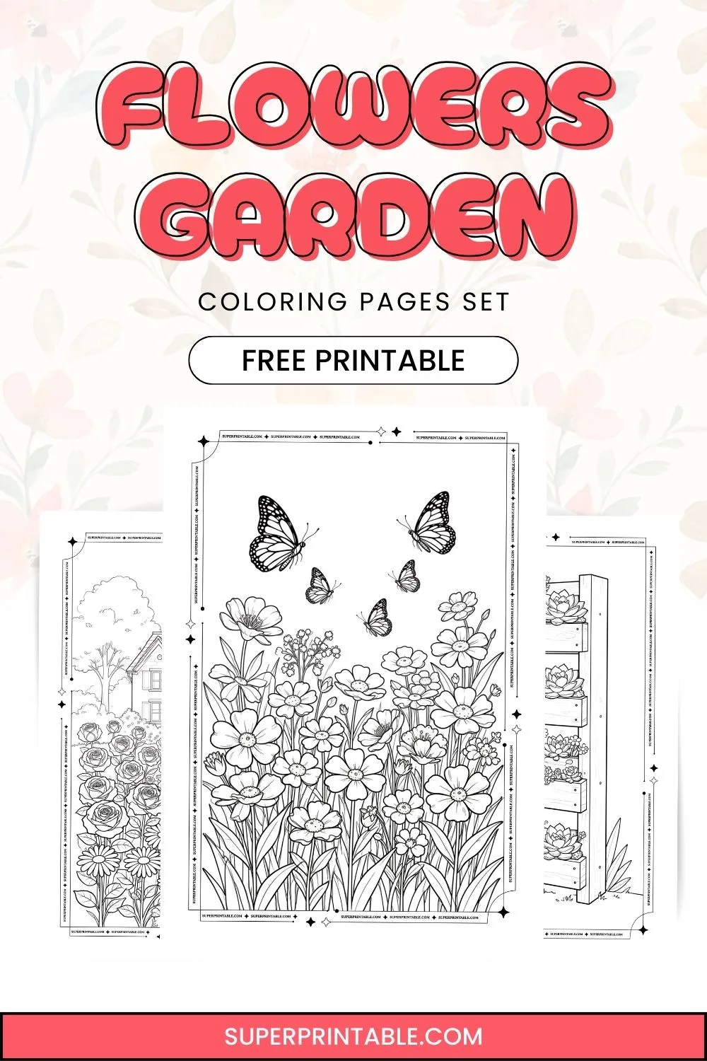 12+ Flowers Garden Coloring Pages Pinterest Image
