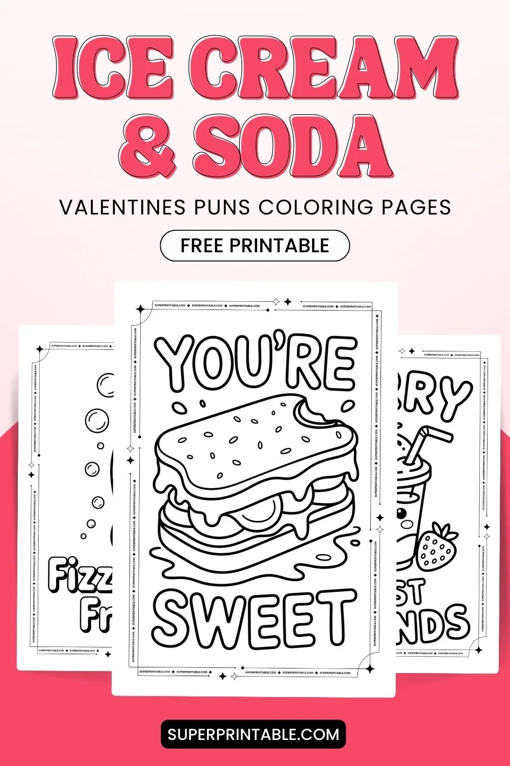15+ Ice Cream & Soda Valentines Puns Coloring Pages Pinterest Image