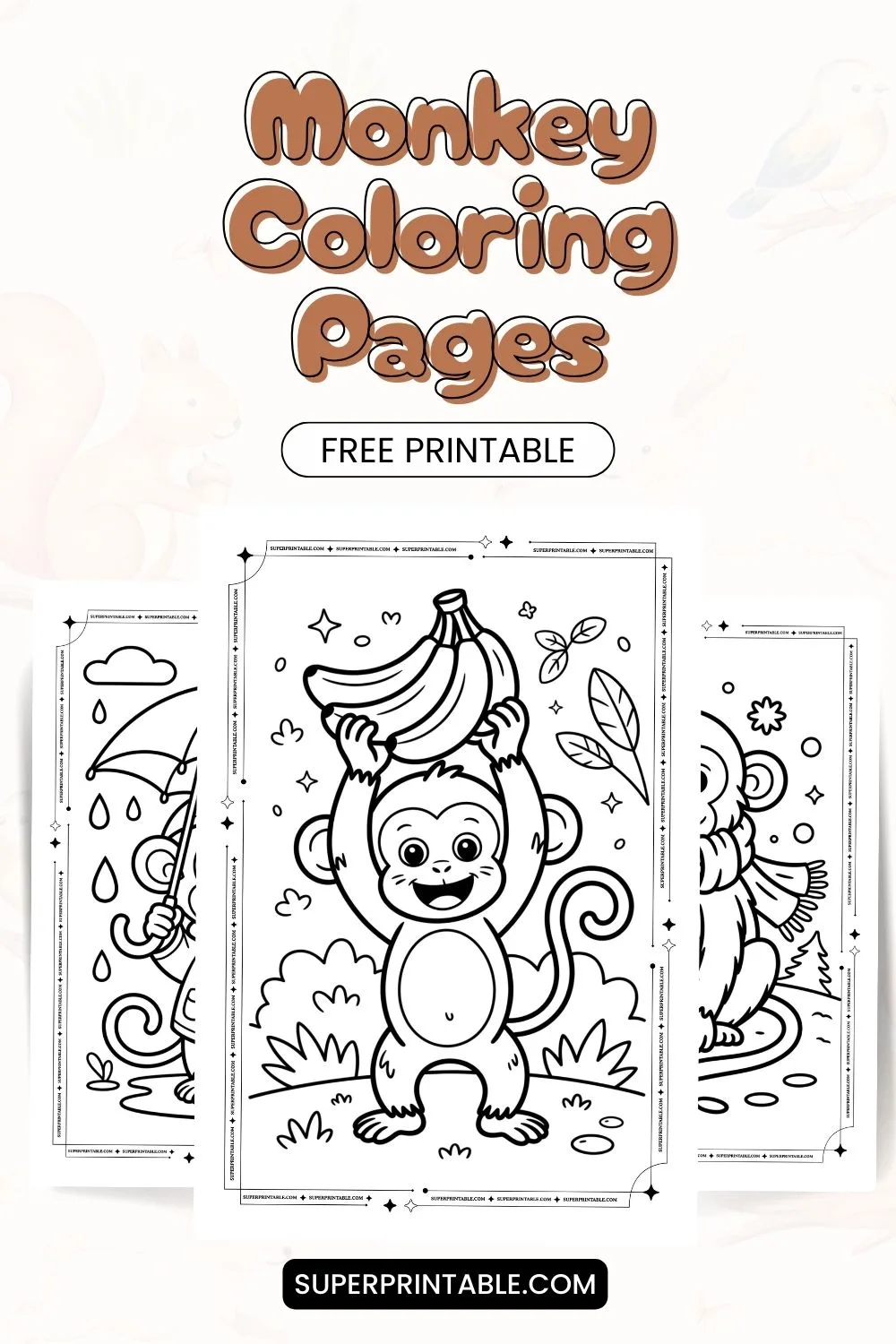 15 Monkey Coloring Pages Pinterest Image