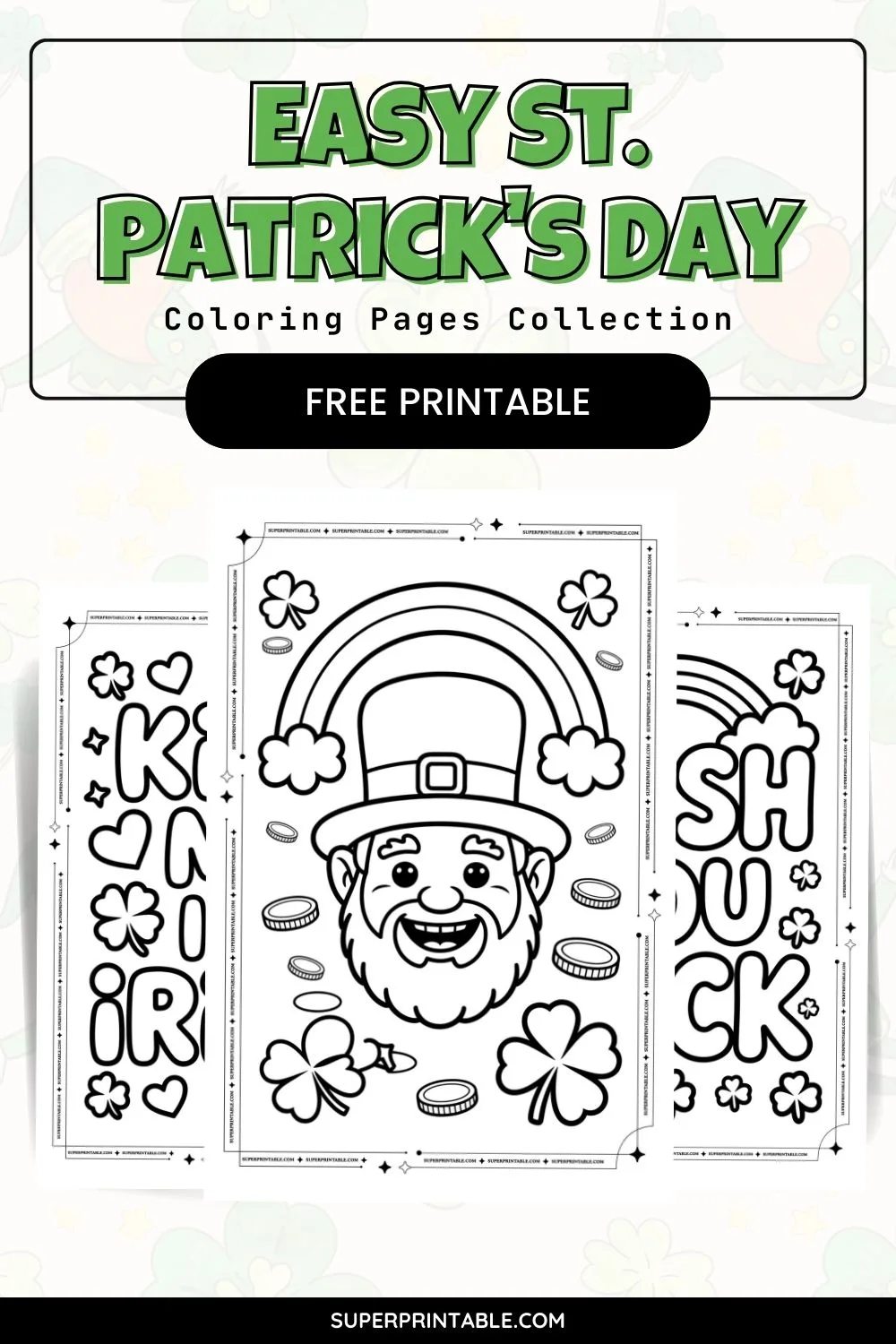 20 Easy St. Patrick's Day Coloring Pages Pinterest Image