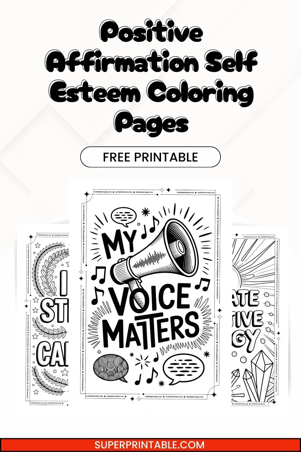 20 Positive Affirmation Self Esteem Coloring Pages For Adults Pinterest Image