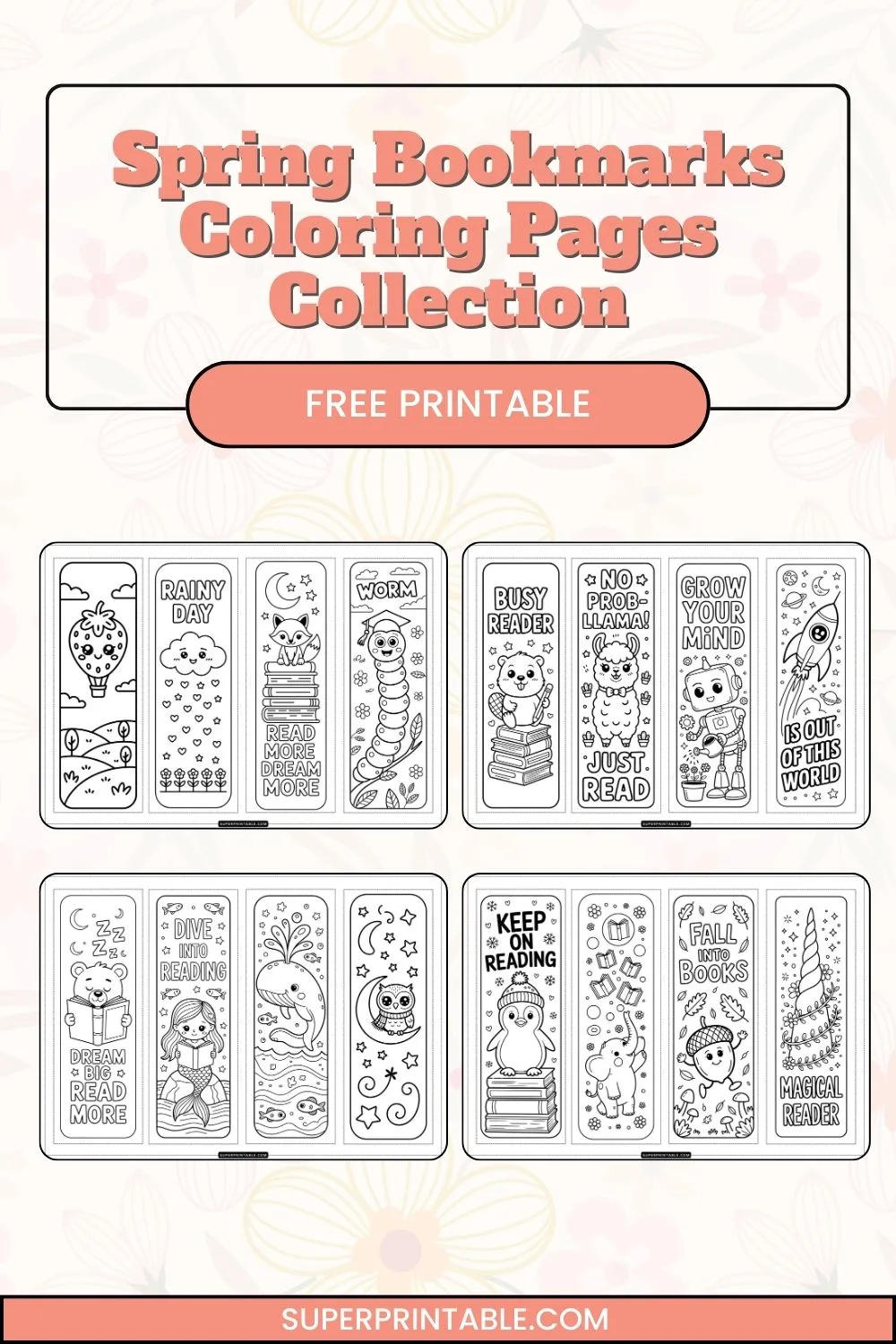 20 Spring Bookmarks Coloring Collection Pinterest Image