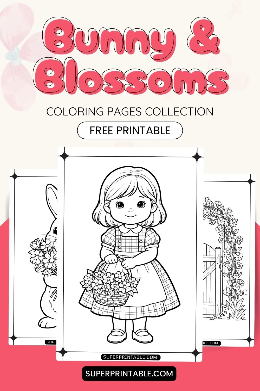 30 Bunny & Blossoms Coloring Pages Pinterest Image