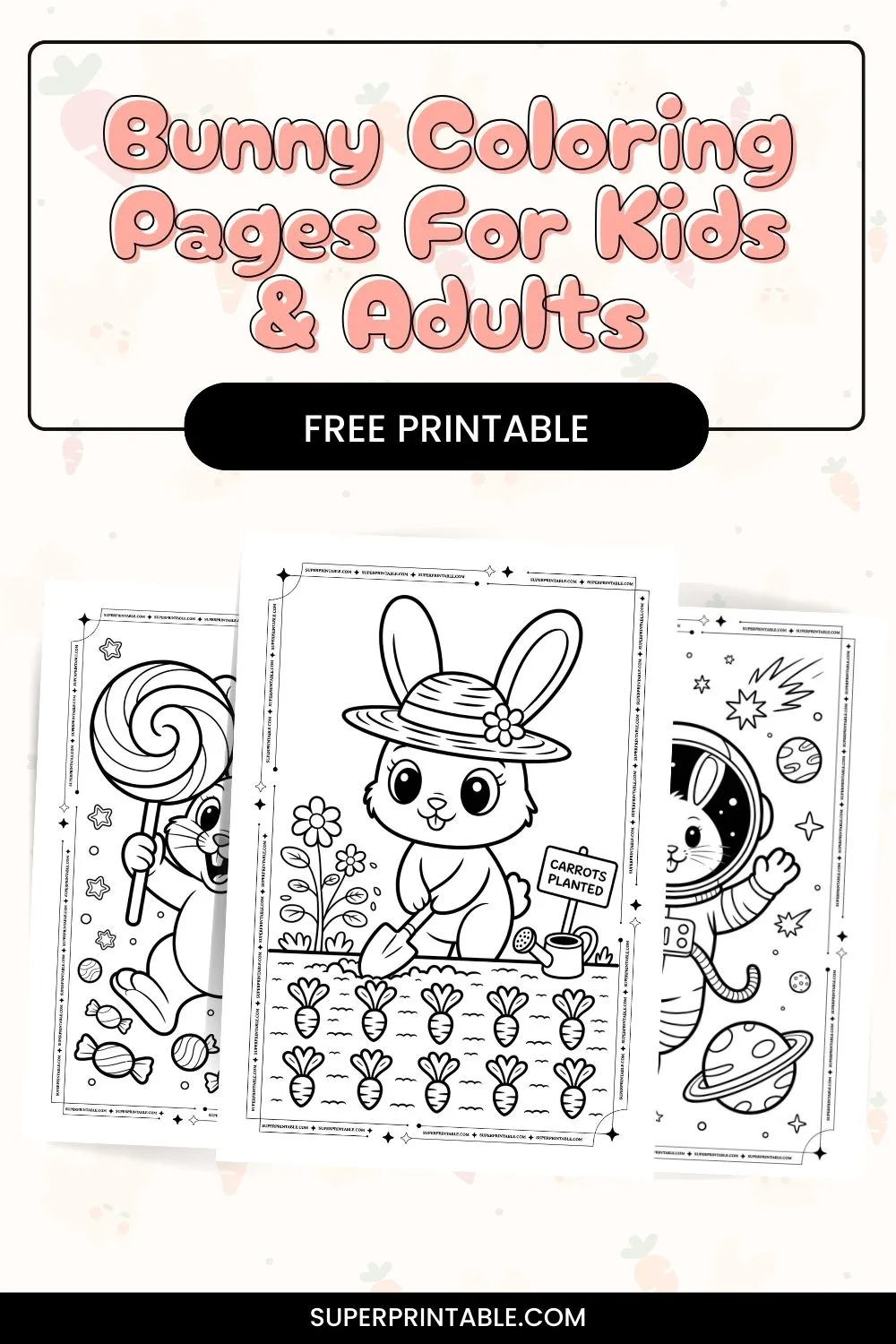30 Bunny Coloring Pages For Kids & Adults Pinterest Image