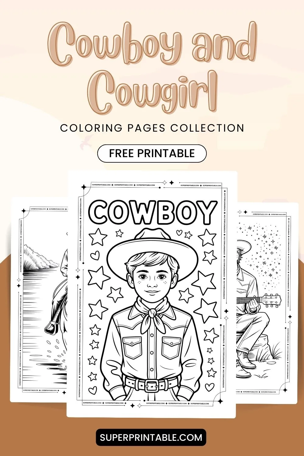 62+ Cowboy and Cowgirl Coloring Pages Pinterest Image
