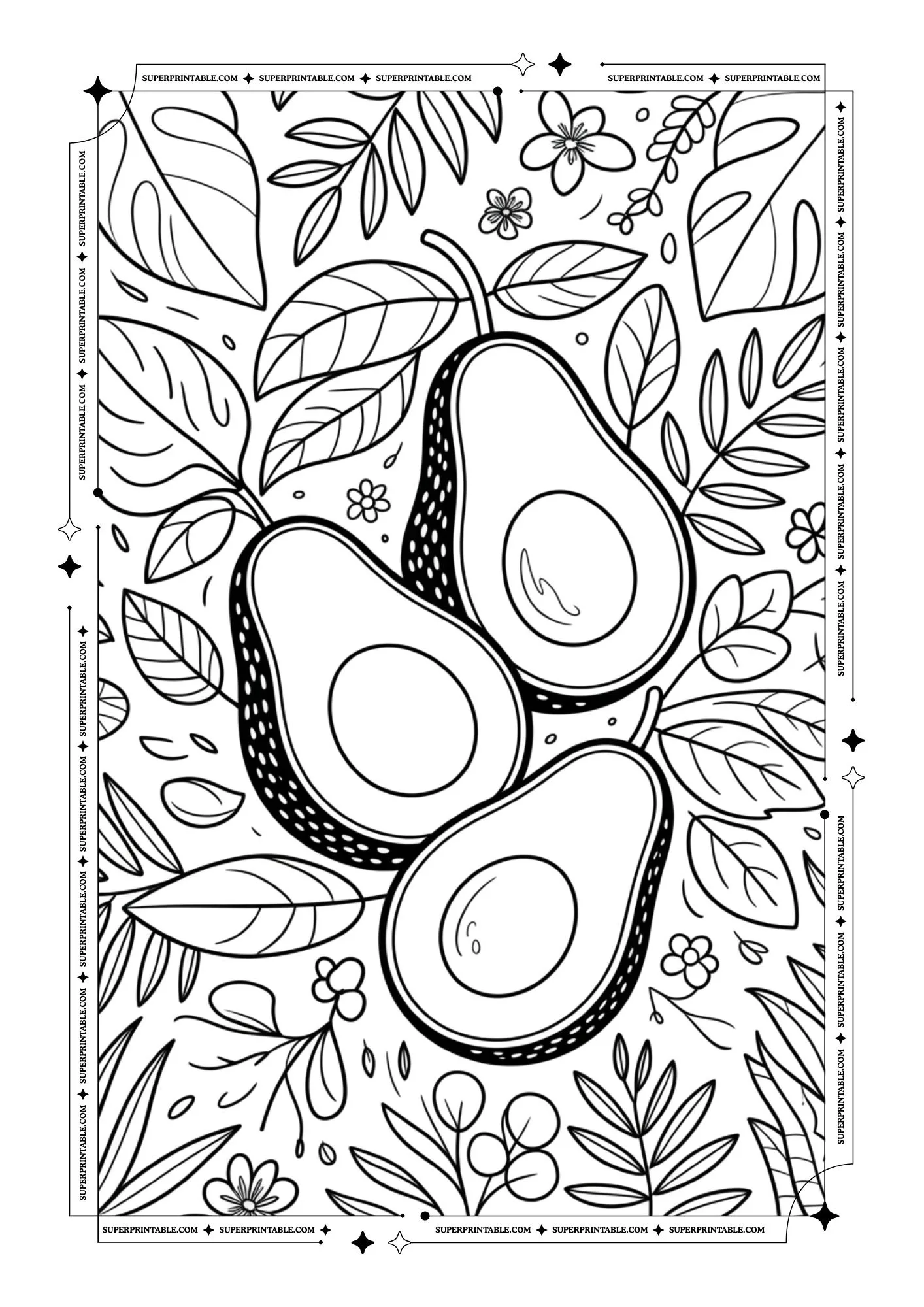 Avocado Garden Dreams Coloring Pages 1
