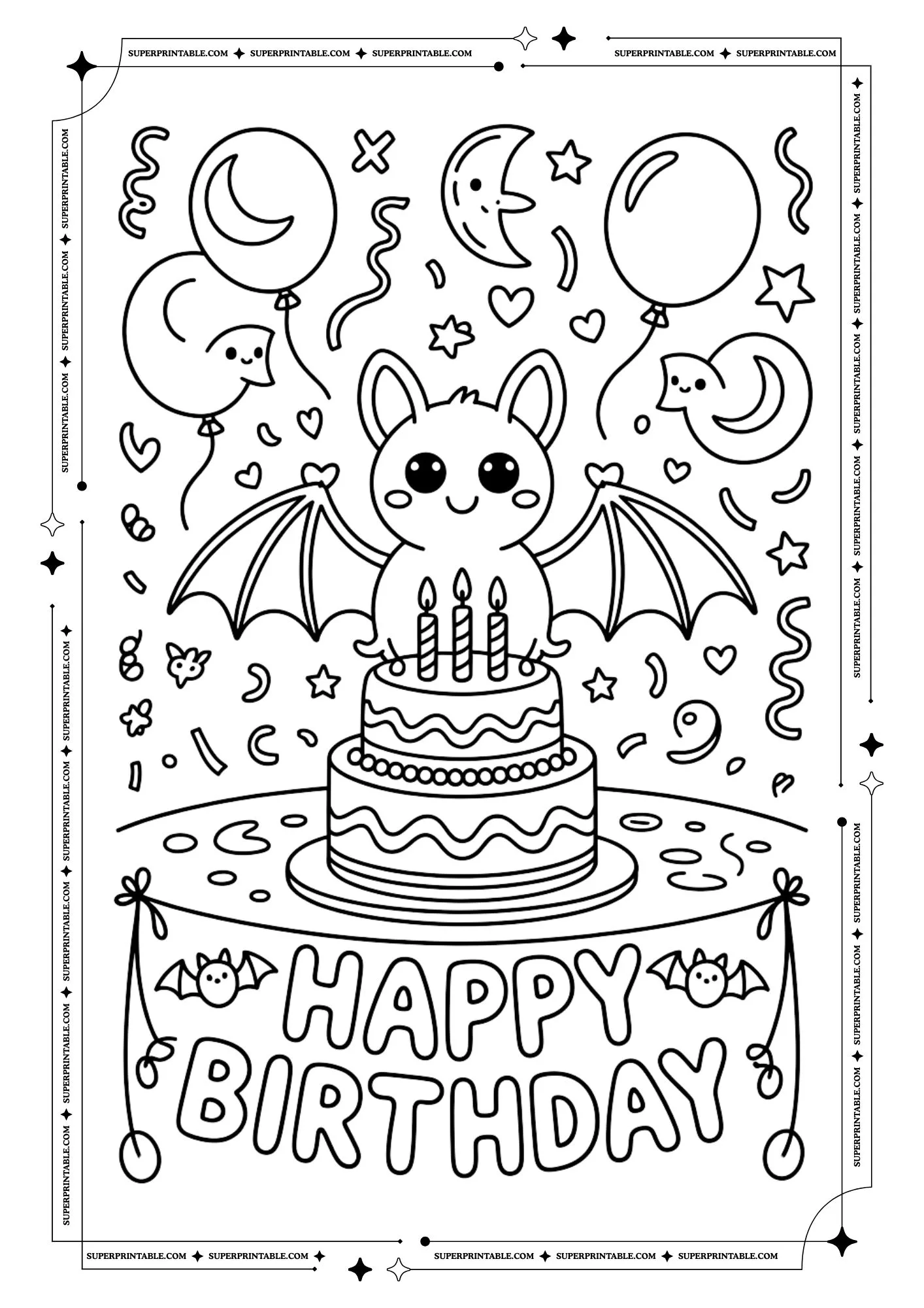 Bat Coloring Pages For Kids & Adults 1